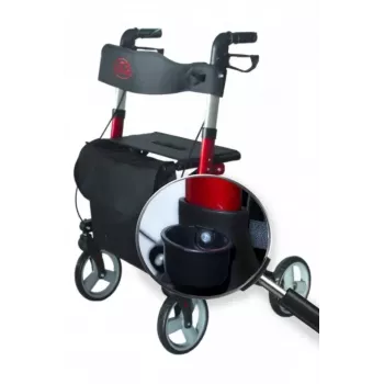 Vierrädrige Aluminium-Gehhilfe ANTAR AT51006, faltbar, höhenverstellbar, 20 cm Räder, max. Belastung 136 kg, Sitz 25×46 cm, Gewicht 7,35 kg