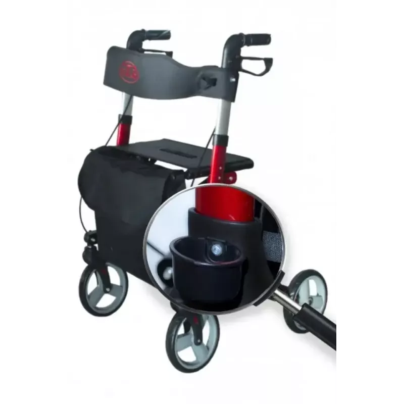 Vierrädrige Aluminium-Gehhilfe ANTAR AT51006, faltbar, höhenverstellbar, 20 cm Räder, max. Belastung 136 kg, Sitz 25×46 cm, Gewicht 7,35 kg