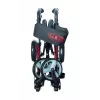 Vierrädrige Aluminium-Gehhilfe ANTAR AT51006, faltbar, höhenverstellbar, 20 cm Räder, max. Belastung 136 kg, Sitz 25×46 cm, Gewicht 7,35 kg