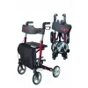 Vierrädrige Aluminium-Gehhilfe ANTAR AT51006, faltbar, höhenverstellbar, 20 cm Räder, max. Belastung 136 kg, Sitz 25×46 cm, Gewicht 7,35 kg