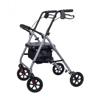 MDH PPC035 Gehwagen / Rollator mit Sitz und Korb, Aluminium, faltbar, max. Belastung 136 kg