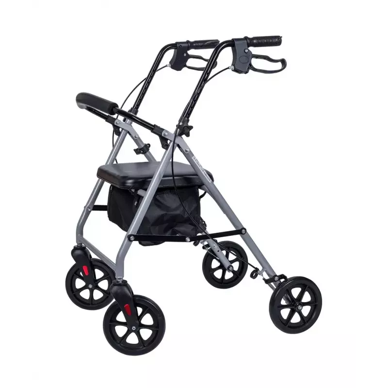MDH PPC035 Gehwagen / Rollator mit Sitz und Korb, Aluminium, faltbar, max. Belastung 136 kg