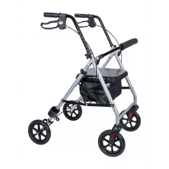 MDH PPC035 Gehwagen / Rollator mit Sitz und Korb, Aluminium, faltbar, max. Belastung 136 kg