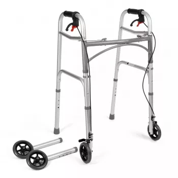Manueller Rollstuhl TIMAGO JMC-C 3223, Aluminiumrahmen, 4 Räder, höhenverstellbar 79–91 cm, max. Belastung 136 kg, Breite 595 mm, Gewicht 3,8 kg