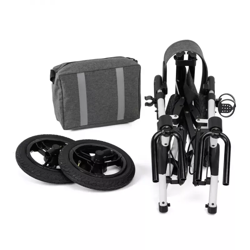 Geländegängiger Vierrad-Rollator TIMAGO RANGER, Aluminium, höhenverstellbar 89,5–102,5 cm, Belastbarkeit 136 kg, faltbar