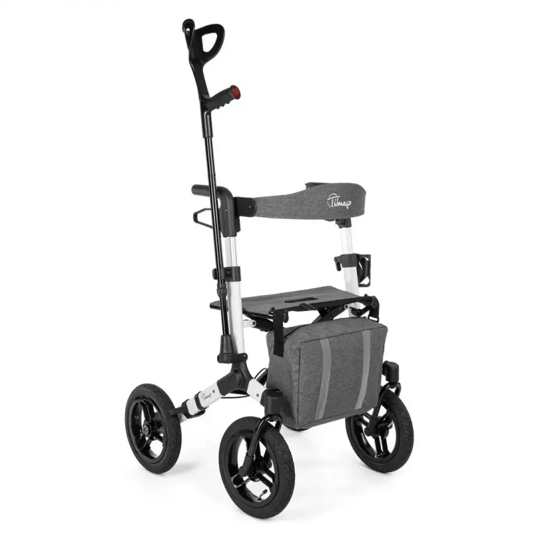 Geländegängiger Vierrad-Rollator TIMAGO RANGER, Aluminium, höhenverstellbar 89,5–102,5 cm, Belastbarkeit 136 kg, faltbar