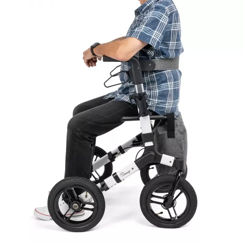 Geländegängiger Vierrad-Rollator TIMAGO RANGER, Aluminium, höhenverstellbar 89,5–102,5 cm, Belastbarkeit 136 kg, faltbar
