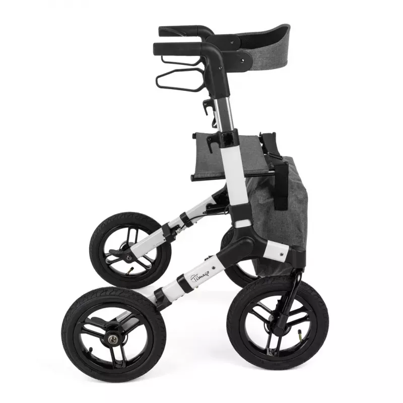 Geländegängiger Vierrad-Rollator TIMAGO RANGER, Aluminium, höhenverstellbar 89,5–102,5 cm, Belastbarkeit 136 kg, faltbar