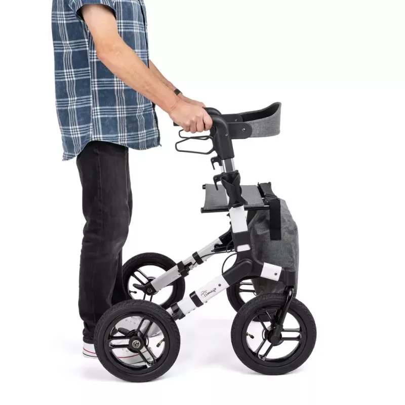 Geländegängiger Vierrad-Rollator TIMAGO RANGER, Aluminium, höhenverstellbar 89,5–102,5 cm, Belastbarkeit 136 kg, faltbar