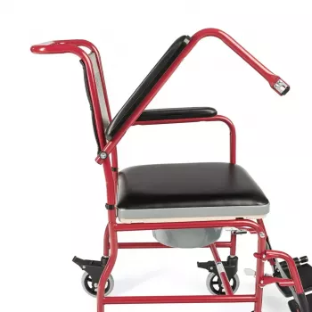 Toilettenrollstuhl TIMAGO FS 692 faltbar leicht mit Toilettensitz, Stahlrahmen, 4 Räder, 100 kg Kapazität