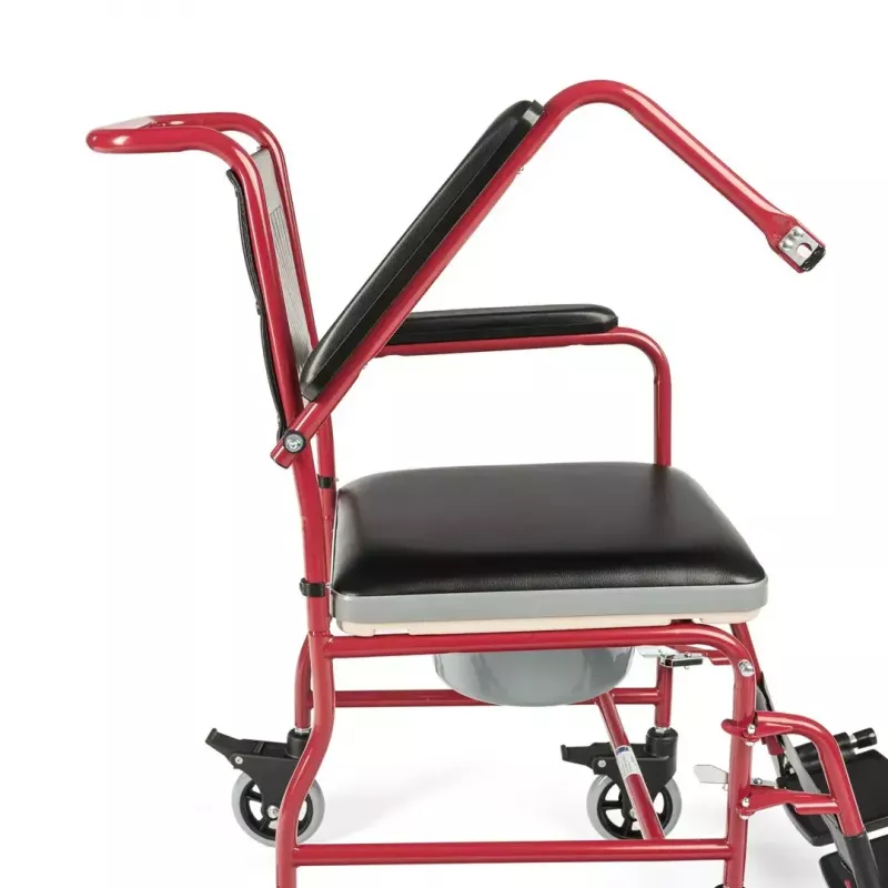 Toilettenrollstuhl TIMAGO FS 692 faltbar leicht mit Toilettensitz, Stahlrahmen, 4 Räder, 100 kg Kapazität