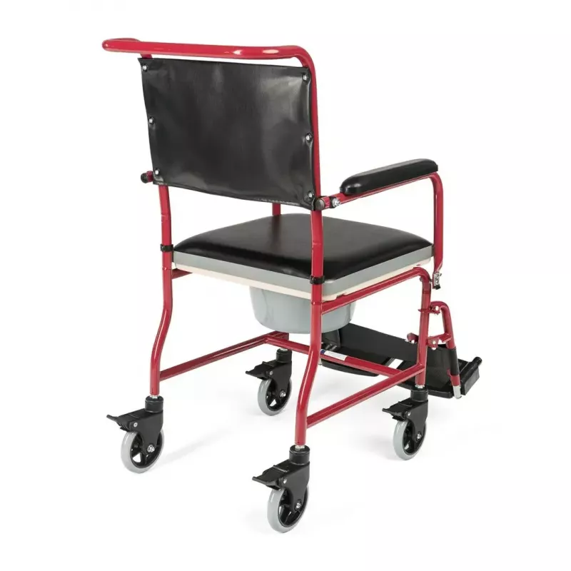 Toilettenrollstuhl TIMAGO FS 692 faltbar leicht mit Toilettensitz, Stahlrahmen, 4 Räder, 100 kg Kapazität