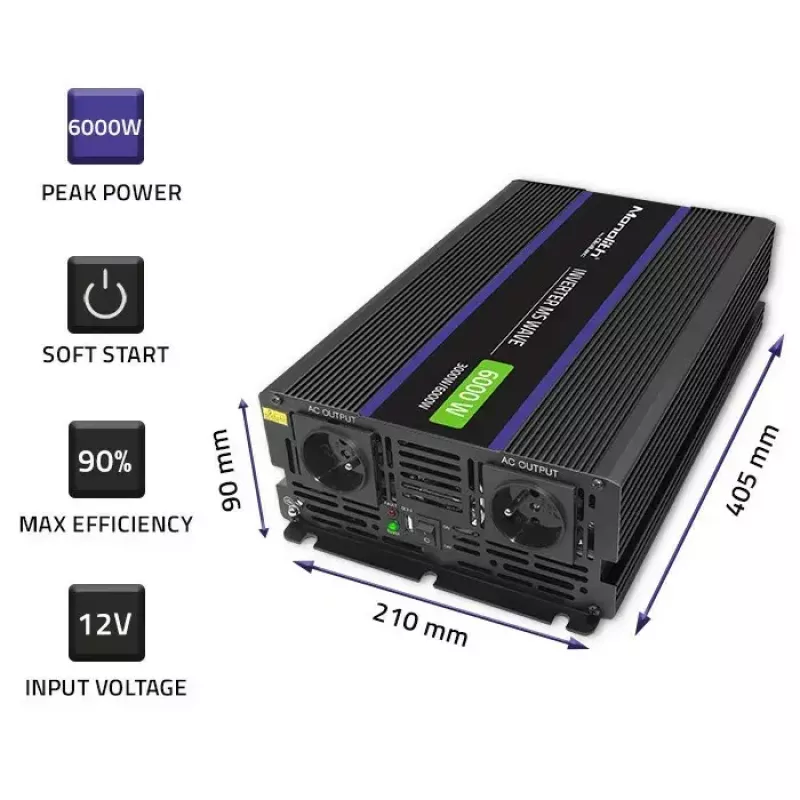 Wechselrichter QOLTEC Monolith 6000 MS 12V auf 230V 6000W