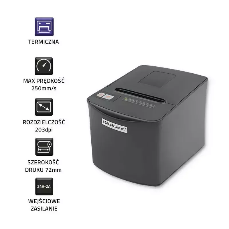 Thermo-Bondrucker QOLTEC 50256 mit USB-Schnittstelle – kompakter POS-Drucker