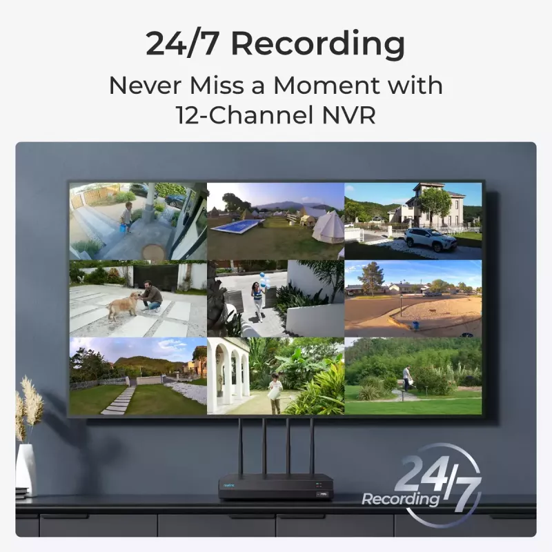 Reolink NVS12W 12-Kanal Wi-Fi 6 NVR 16MP Unterstützung 2TB HDD