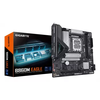 GIGABYTE B860M EAGLE Mainboard - Intel Core Ultra Series CPUs, 6+1+2+1 Phasen VRM, bis zu 9066 MHz DDR5, 1x PCIe 5.0 + 1x PCIe 4.0 M.2, 2,5 GbE LAN, USB 3.2 Gen 1