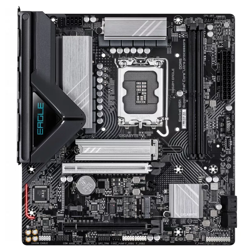 GIGABYTE B860M EAGLE Mainboard - Intel Core Ultra Series CPUs, 6+1+2+1 Phasen VRM, bis zu 9066 MHz DDR5, 1x PCIe 5.0 + 1x PCIe 4.0 M.2, 2,5 GbE LAN, USB 3.2 Gen 1