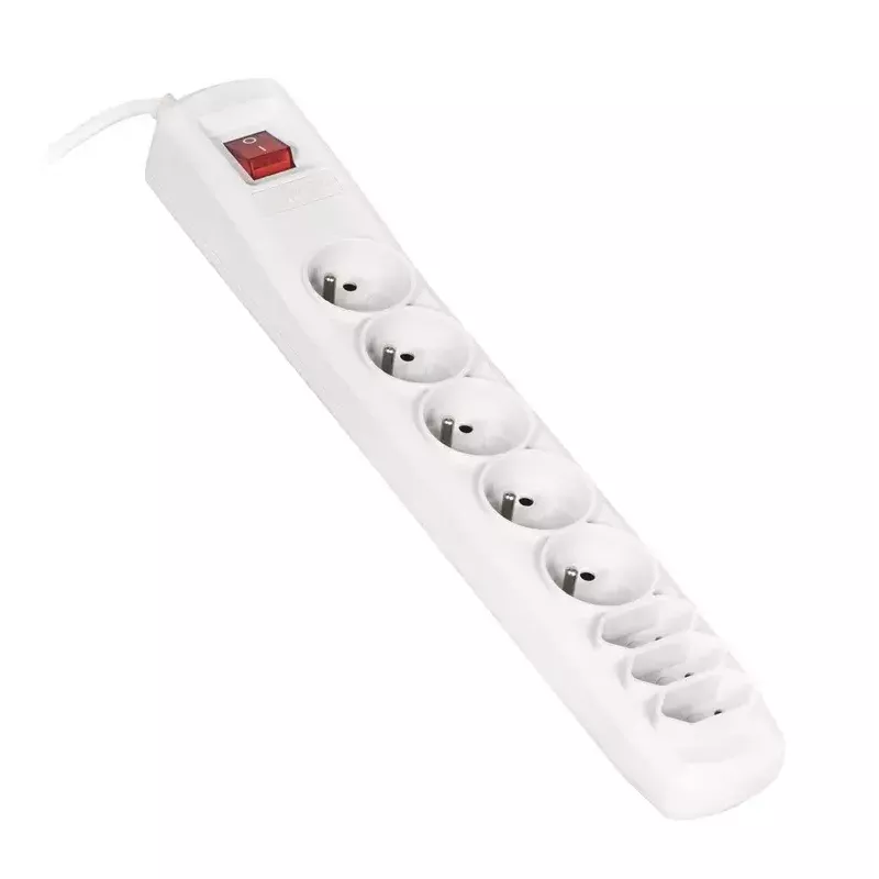 Steckdosenleiste ActiveJet APN-8G/5M-GR — 8 AC-Steckdosen (Typ E/C), 5 m Kabel, 10 A, 230 V, grau