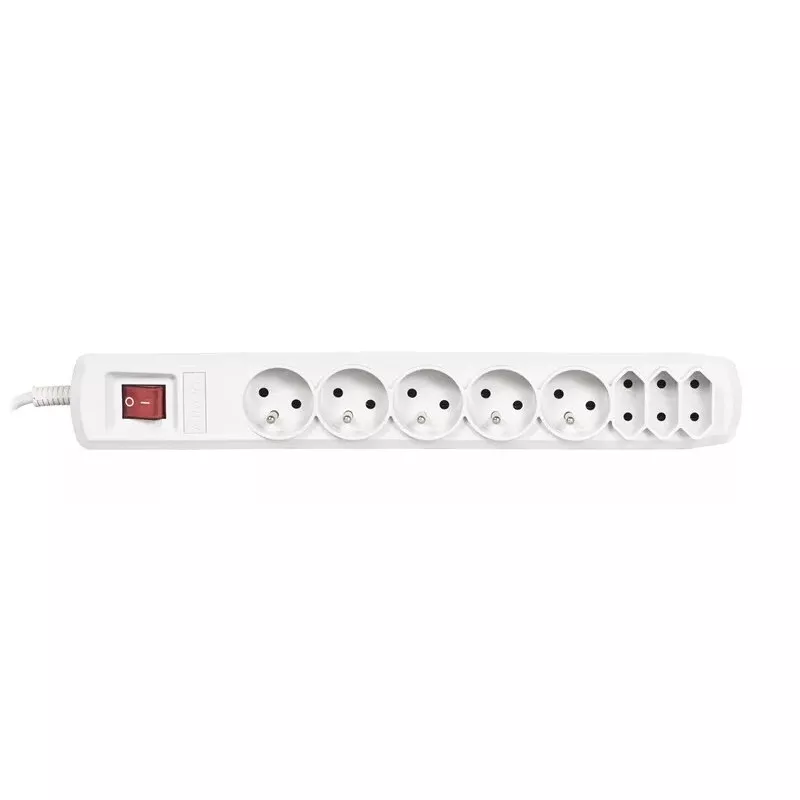 Steckdosenleiste ActiveJet APN-8G/5M-GR — 8 AC-Steckdosen (Typ E/C), 5 m Kabel, 10 A, 230 V, grau