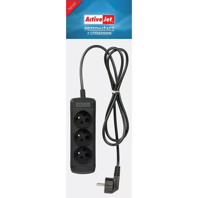 Power strip ActiveJet 3GNU - 3M - C, 3 Steckdosen Typ E, 3 m Kabel, 230 V, 10 A, schwarz