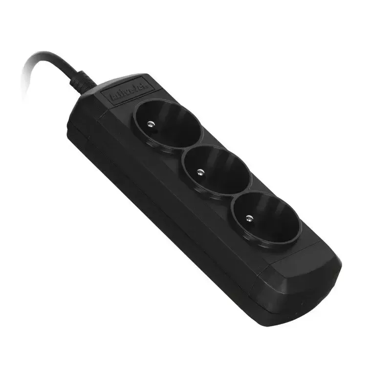 Power strip ActiveJet 3GNU - 3M - C, 3 Steckdosen Typ E, 3 m Kabel, 230 V, 10 A, schwarz