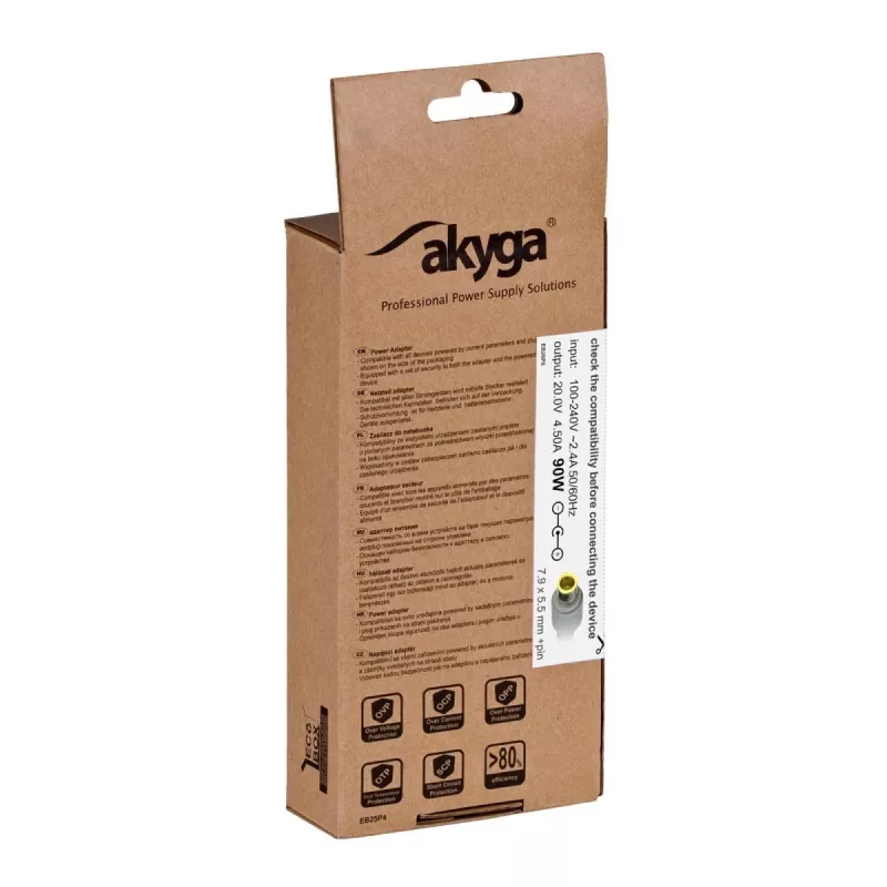 AKYGA Notebook-Netzteil – 20 V/4,5 A, 90 W Leistung und 7,9*5,5 mm + Stiftstecker