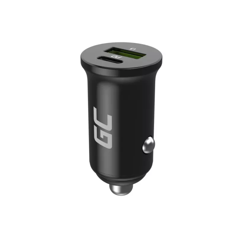 Auto-Ladegerät Grün Cell CADM-GC-38AC 38W, 1x USB-C (PD 3.0) + 1x USB-A, Aluminiumgehäuse, schwarz
