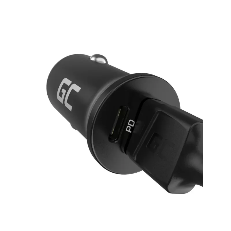 Auto-Ladegerät Grün Cell CADM-GC-38AC 38W, 1x USB-C (PD 3.0) + 1x USB-A, Aluminiumgehäuse, schwarz