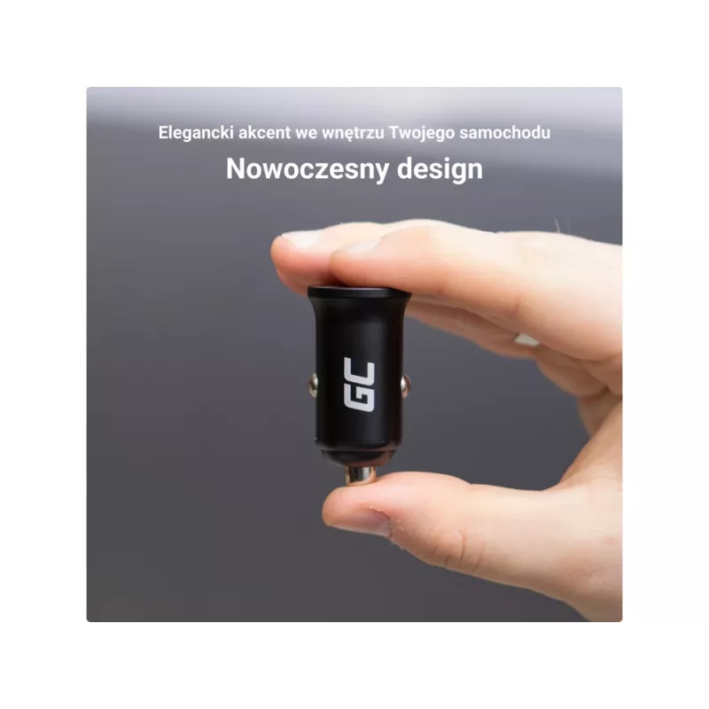 Auto-Ladegerät Grün Cell CADM-GC-38AC 38W, 1x USB-C (PD 3.0) + 1x USB-A, Aluminiumgehäuse, schwarz