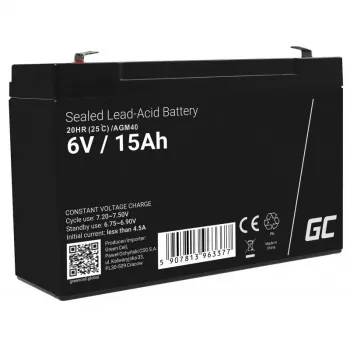Green Cell AGM40 VRLA AGM Akku, 6 V 15 Ah