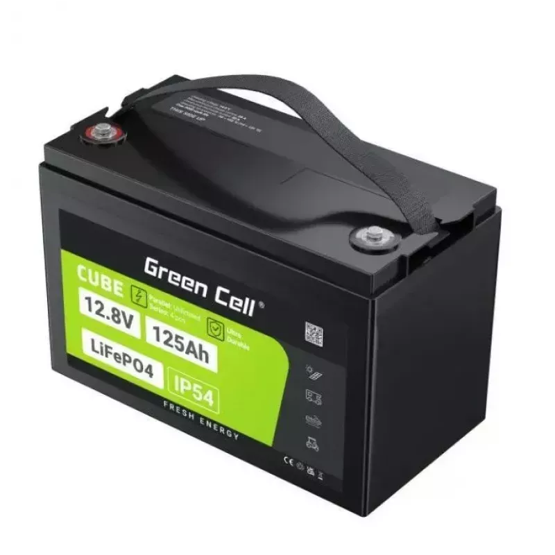 LiFePO4-Akku Grün Cell 12,8 V 125 Ah – 125 Ah, 12,8 V, 150 A max. Entladestrom, 13,5 kg, 340 × 180 × 225 mm