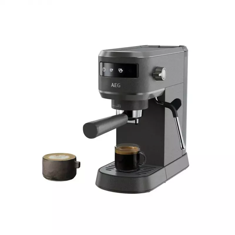 Espressomaschine AEG EC6-1-6BST, manuell, Tischgerät, 1,0 l Wassertank, 15 bar, Milchaufschäumer, 1450 W, Touch-Bedienung, schwarz