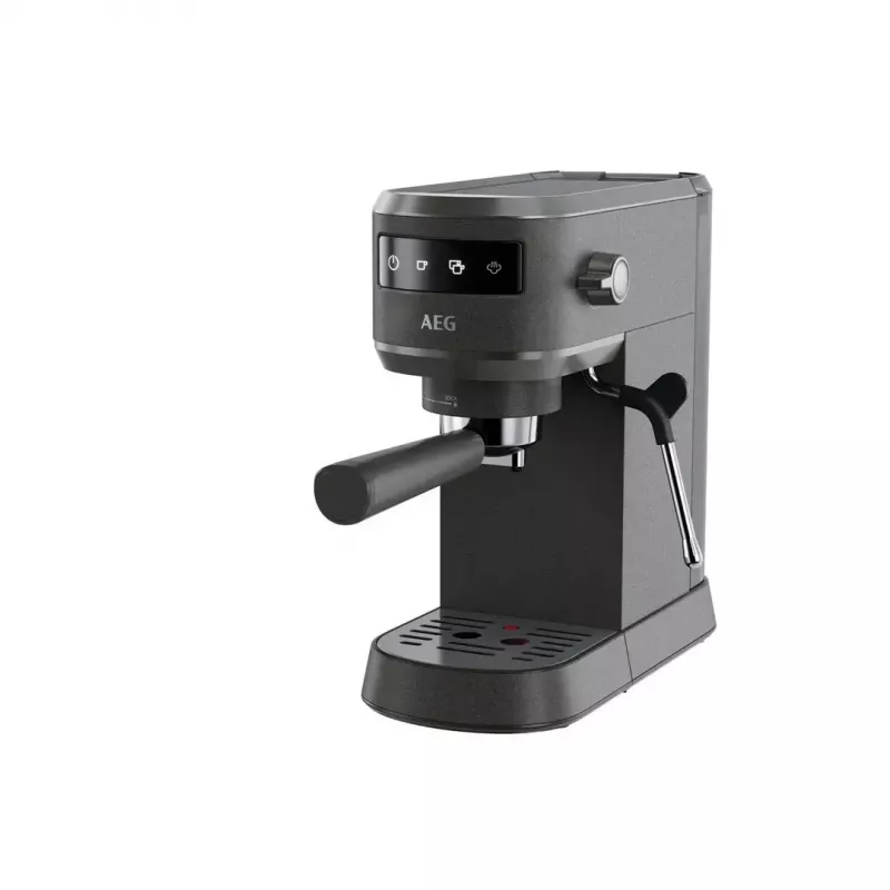 Espressomaschine AEG EC6-1-6BST, manuell, Tischgerät, 1,0 l Wassertank, 15 bar, Milchaufschäumer, 1450 W, Touch-Bedienung, schwarz