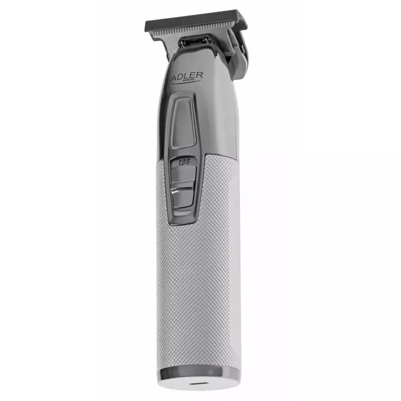 Barttrimmer Adler AD 2836S, kabelloser Lithium-Akku, 0,9–6 mm, 4 Längenstufen, Edelstahlklingen, silber