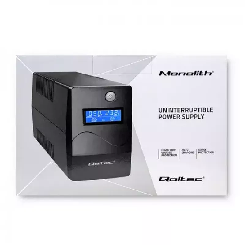 Unterbrechungsfreie Stromversorgung Qoltec Monolith 0,85 kVA 480 W 2 AC-Steckdosen