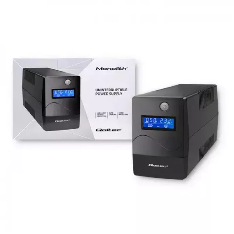 Unterbrechungsfreie Stromversorgung Qoltec Monolith 0,85 kVA 480 W 2 AC-Steckdosen