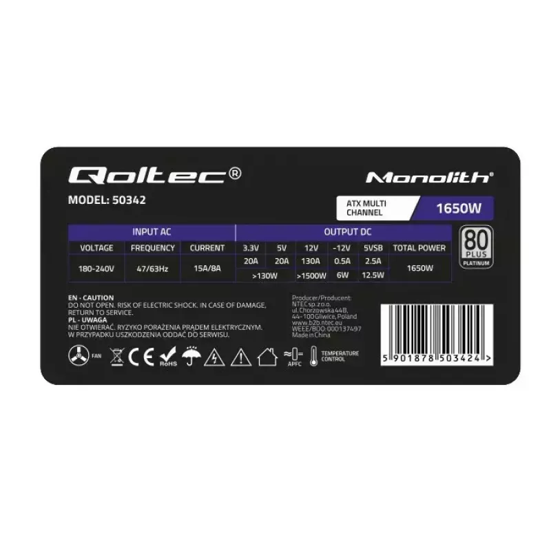 Netzteil Qoltec 50342 1650W