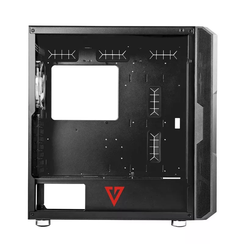 PC-Gehäuse MODECOM AMIRANI ARGB Midi Tower, schwarz, Temperglas, 2x200mm Front- + 1x120mm Rücklüfter, USB-A 2x, USB-C 1x, unterstützt ATX/ITX, GPU bis 35 cm