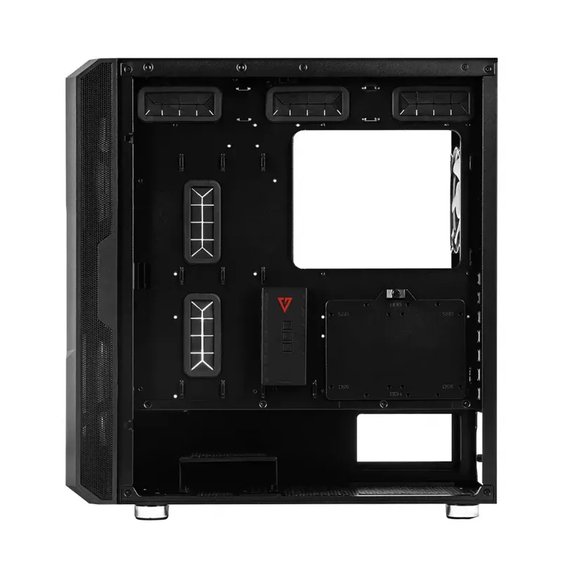 PC-Gehäuse MODECOM AMIRANI ARGB Midi Tower, schwarz, Temperglas, 2x200mm Front- + 1x120mm Rücklüfter, USB-A 2x, USB-C 1x, unterstützt ATX/ITX, GPU bis 35 cm