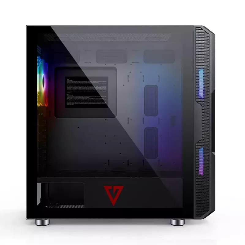 PC-Gehäuse MODECOM AMIRANI ARGB Midi Tower, schwarz, Temperglas, 2x200mm Front- + 1x120mm Rücklüfter, USB-A 2x, USB-C 1x, unterstützt ATX/ITX, GPU bis 35 cm