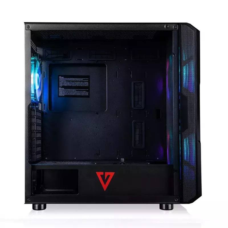 PC-Gehäuse MODECOM AMIRANI ARGB Midi Tower, schwarz, Temperglas, 2x200mm Front- + 1x120mm Rücklüfter, USB-A 2x, USB-C 1x, unterstützt ATX/ITX, GPU bis 35 cm