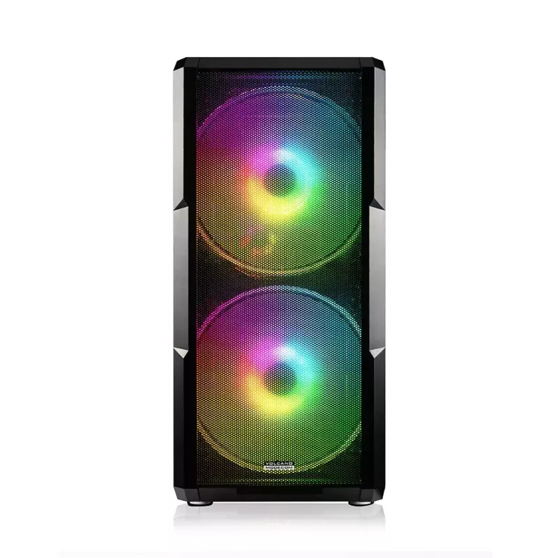 PC-Gehäuse MODECOM AMIRANI ARGB Midi Tower, schwarz, Temperglas, 2x200mm Front- + 1x120mm Rücklüfter, USB-A 2x, USB-C 1x, unterstützt ATX/ITX, GPU bis 35 cm