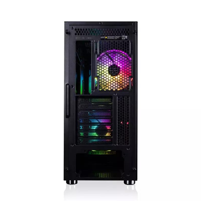 PC-Gehäuse MODECOM AMIRANI ARGB Midi Tower, schwarz, Temperglas, 2x200mm Front- + 1x120mm Rücklüfter, USB-A 2x, USB-C 1x, unterstützt ATX/ITX, GPU bis 35 cm