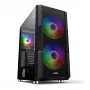 PC-Gehäuse MODECOM AMIRANI ARGB Midi Tower, schwarz, Temperglas, 2x200mm Front- + 1x120mm Rücklüfter, USB-A 2x, USB-C 1x, unterstützt ATX/ITX, GPU bis 35 cm