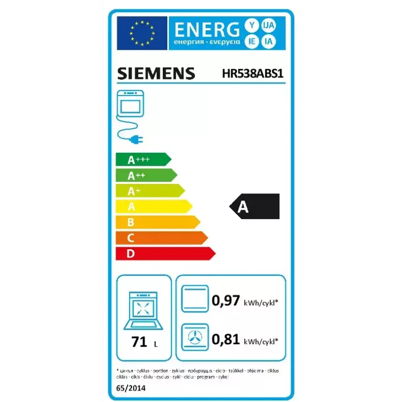 Einbau-Elektrobackofen Siemens iQ500 HR538ABS1, 71 L, schwarz, Edelstahl, LCD-Display