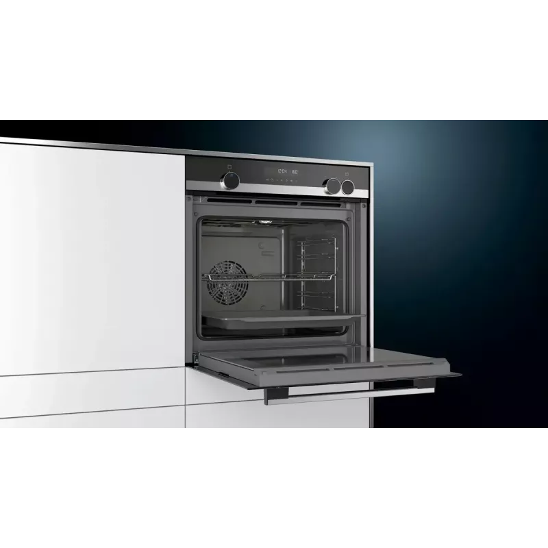Einbau-Elektrobackofen Siemens iQ500 HR538ABS1, 71 L, schwarz, Edelstahl, LCD-Display
