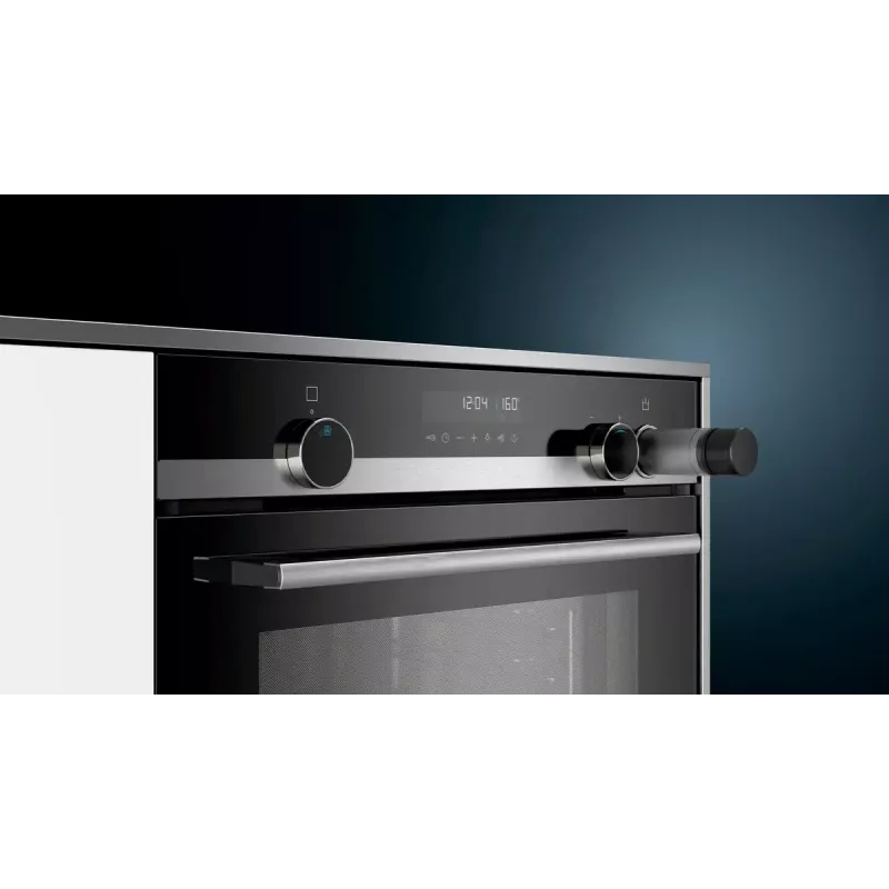 Einbau-Elektrobackofen Siemens iQ500 HR538ABS1, 71 L, schwarz, Edelstahl, LCD-Display