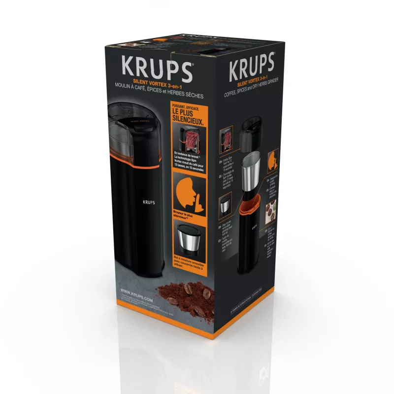 Klingenmühle Krups Silent Vortex GX3328 175 W Schwarz 90 g Kapazität