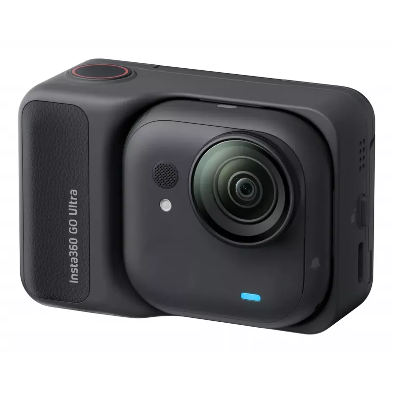 Action-Sportkamera Insta360 GO Ultra Standard Schwarz – 4K Ultra HD 3840×2880, 1/1,28-Zoll-Sensor, 240 fps, Wi‑Fi, integrierte Anzeige, MicroSD, 52,9 g