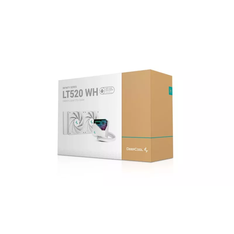 All-in-One-Flüssigkeitskühler DeepCool LT520 WH, weiß, 240-mm-Radiator, 2x120-mm-FDB-Lüfter, PWM, LGA/AM4/AM5/sTR4-Unterstützung